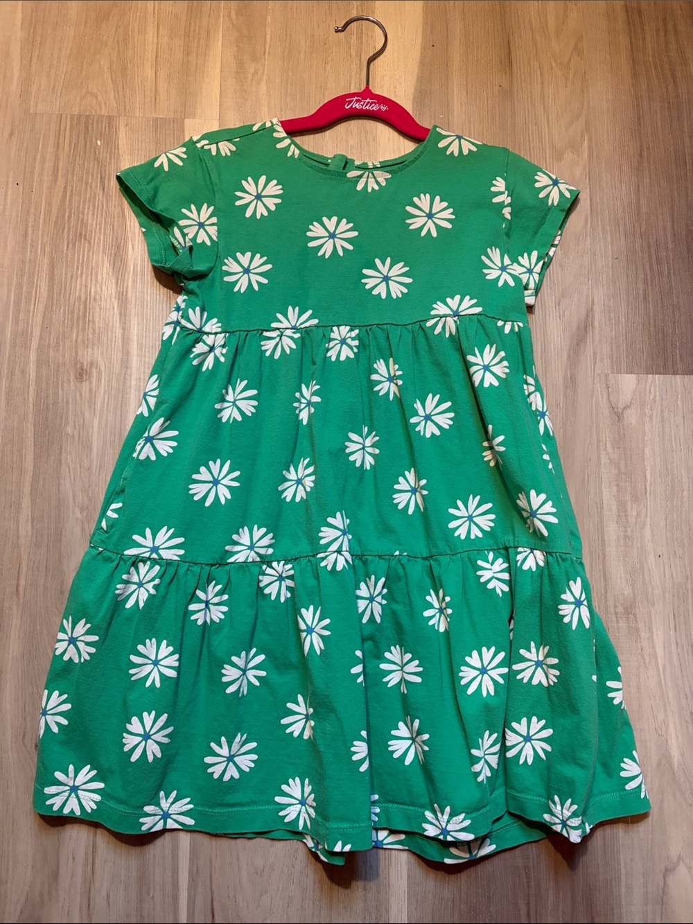 Primary Kelly Green Daisy Print Kids Dress 8-9